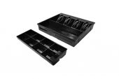Metal Siyah Para Çekmecesi 4 Banknot 8 Bozuk Para Haznesi 41 x 41 - 10 Cm  RJ11 -12V - 3 Pozisyonlu Anahtar Kilidi - 3