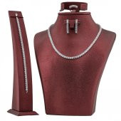 Su Yolu Tasarımlı Gümüş Bayan Set - 1