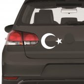 Kelime-i Tevhid Ay Yıldız Sticker Yapıştırma | Kaput - Bagaj - Cam | Beyaz - 3