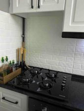 Renkli Duvarlar Nw63 Beyaz 3D Sade Tuğla Kendinden Yapışkanlı Duvar Paneli 6 Adet thumbnail 5