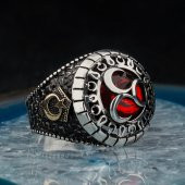 925 Ayar Gümüş 3'lü Hilalli Erkek Yüzük thumbnail 1