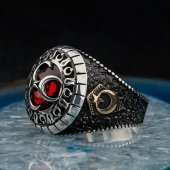 925 Ayar Gümüş 3'lü Hilalli Erkek Yüzük thumbnail 3