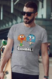 Gumball ve Darwin Gri Erkek Tshirt - Tişört - 1