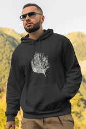 Leaf Siyah Erkek Kapşonlu Sweatshirt - Hoodie - 1