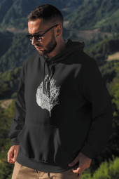 Leaf Siyah Erkek Kapşonlu Sweatshirt - Hoodie - 2