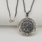 Vegvisir Pusulası Denizci Gümüş Kolye - 1