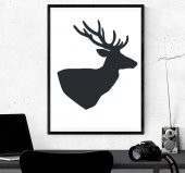 Mighty Deer V - Çerçevelenebilir Duvar Süsü Dekoratif Aksesuar - 1