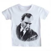 beyaz atatürk tişört ünisex model pamuklu ürün - 1