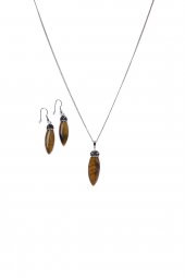 Kaplan Gözü Taşı Enerji Sarmal Kolye ve Küpe Kombin FH11247 - 1