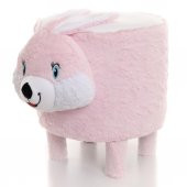 Peluş Tavşan Kaplı Ahşap Puf Koltuk Çocuk Koltuğu 2 - 1