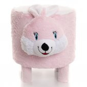 Peluş Tavşan Kaplı Ahşap Puf Koltuk Çocuk Koltuğu 2 - 3