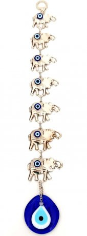 7 Filli Nazar Boncuklu Nikel Zamak Kaplamalı Duvar Süsü Yedi Filli Dekoratif Hediyelik Eşya - 1