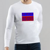 Bordo Mavi Yazılı Sweatshirt Uzun Kollu Tişört - 1