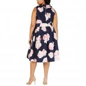 Çiçekli A-Line ve Ruffles Plus Elbise - 2