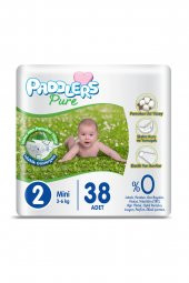 Paddlers Pure Bebek Bezi 2 Numara X-Large 38 Adet (3-6 kg) Eko Paket - 5
