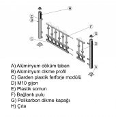 Evim Ferforje Işıklı Metal Ayaklı PVC Bahçe Çiti 80 cm  2 Adet - 2