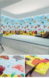 Renkli Duvarlar NW29 Akvaryum Anaokulu Bebek Odası Kendinden Yapışkanlı 3D Dekoratif Duvar Paneli - 5