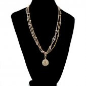 Taşlı Özel Pandora Model Çoklu Özel Bayan Kolye-Gold - 6