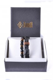 JTKB20031 JANTİ DOĞAL TAŞ ve DERİ KOMBİN BİLEKLİK - 2