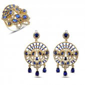Gümüş 925 Ayar Zirkon Taşlı Otantik Set - 1