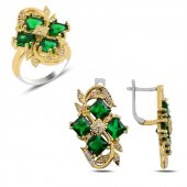 Gümüş 925 Ayar Zirkon Taşlı Otantik Set - 1