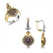 Gümüş 925 Ayar Zirkon Taşlı Otantik Set - 1