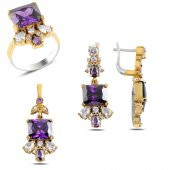 Gümüş 925 Ayar Zirkon Taşlı Otantik Set - 1