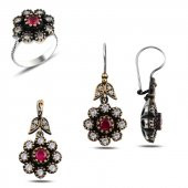 Gümüş 925 Ayar Zirkon Taşlı Otantik Set - 1