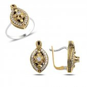 Gümüş 925 Ayar Zirkon Taşlı Otantik Set - 1