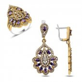 Gümüş 925 Ayar Zirkon Taşlı Otantik Set - 1