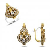 Gümüş 925 Ayar Zirkon Taşlı Otantik Set - 1