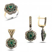Gümüş 925 Ayar Zirkon Taşlı Otantik Set - 1