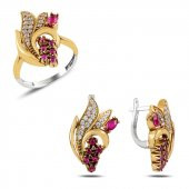 Gümüş 925 Ayar Zirkon Taşlı Otantik Set - 1