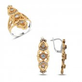 Gümüş 925 Ayar Zirkon Taşlı Otantik Set - 1