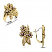 Gümüş 925 Ayar Zirkon Taşlı Otantik Set - 1