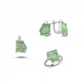 Gümüş 925 Ayar Zirkon Taşlı Set - 1