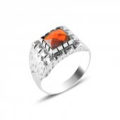 Gümüş 925 Ayar Garnet Zirkon Taşlı Yüzük - 1