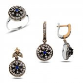 Gümüş 925 Ayar Zirkon Taşlı Otantik Set - 1