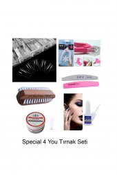 PROTEZ TIRNAK SETİ 7 PARÇA, 100LÜ BEYAZ  TIRNAK +FIRCA+YAPIŞTIRICI+MAKAS+TÖRPÜ +3İN1 GEL (CLEAR) - 1