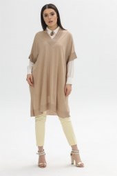 V Yaka Oversize Triko Süveter Tunik 8215 - 2