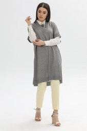 V Yaka Oversize Triko Süveter Tunik 8215 - 4