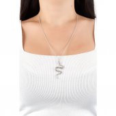 Gri Yılan Bayan Kolye 50 cm Zincir Hediyelik Kadın Metal Takı thumbnail 1