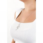 Gri Yılan Bayan Kolye 50 cm Zincir Hediyelik Kadın Metal Takı thumbnail 2