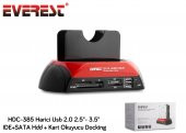 Everest HDC-385 2.5"-3.5" Ide Sata Usb 2.0 Harddisk Hdd Kutusu + Kart Okuyusu + Docking Statıon - 1