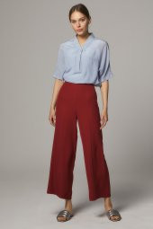 Arkası Lastikli Geniş Paça Pantolon-Kırmızı SZ-5176-34 - 1