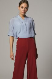 Arkası Lastikli Geniş Paça Pantolon-Kırmızı SZ-5176-34 - 4