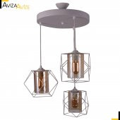 Aviza Avize Simetri Beyaz 3lü  Camlı Sarkıt Avize - 1