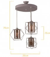 Aviza Avize Simetri Beyaz 3lü  Camlı Sarkıt Avize - 5
