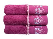 Çeyiz Diyarı 3 Lü Rüya Mutfak Havlu Takımı Mürdüm - 1