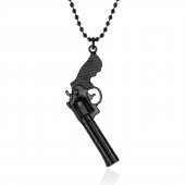 Mat Siyah Smith Wesson 6 Patlar Silah Kolye - CAZ0296 - 1